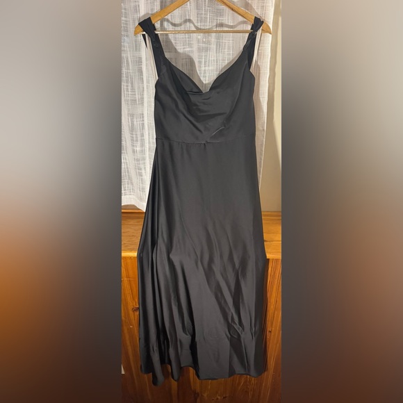 Azazie Black Satin Dress - Picture 2 of 10